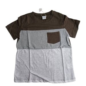 IFFEI Pocket T-Shirt NEW Triple Tone Tee Boys 8-9Y Green & White -Short Sleeve